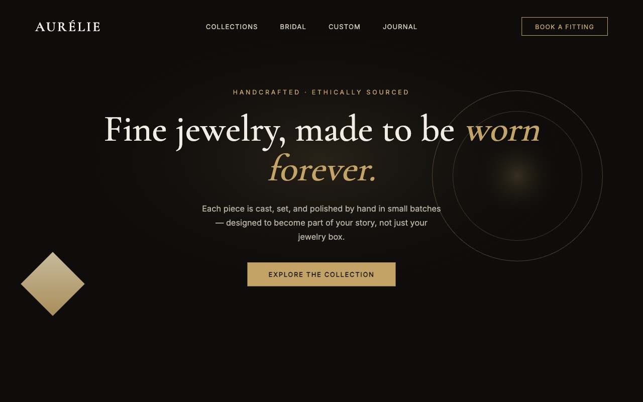 Aurélie fine jewelry concept mockup